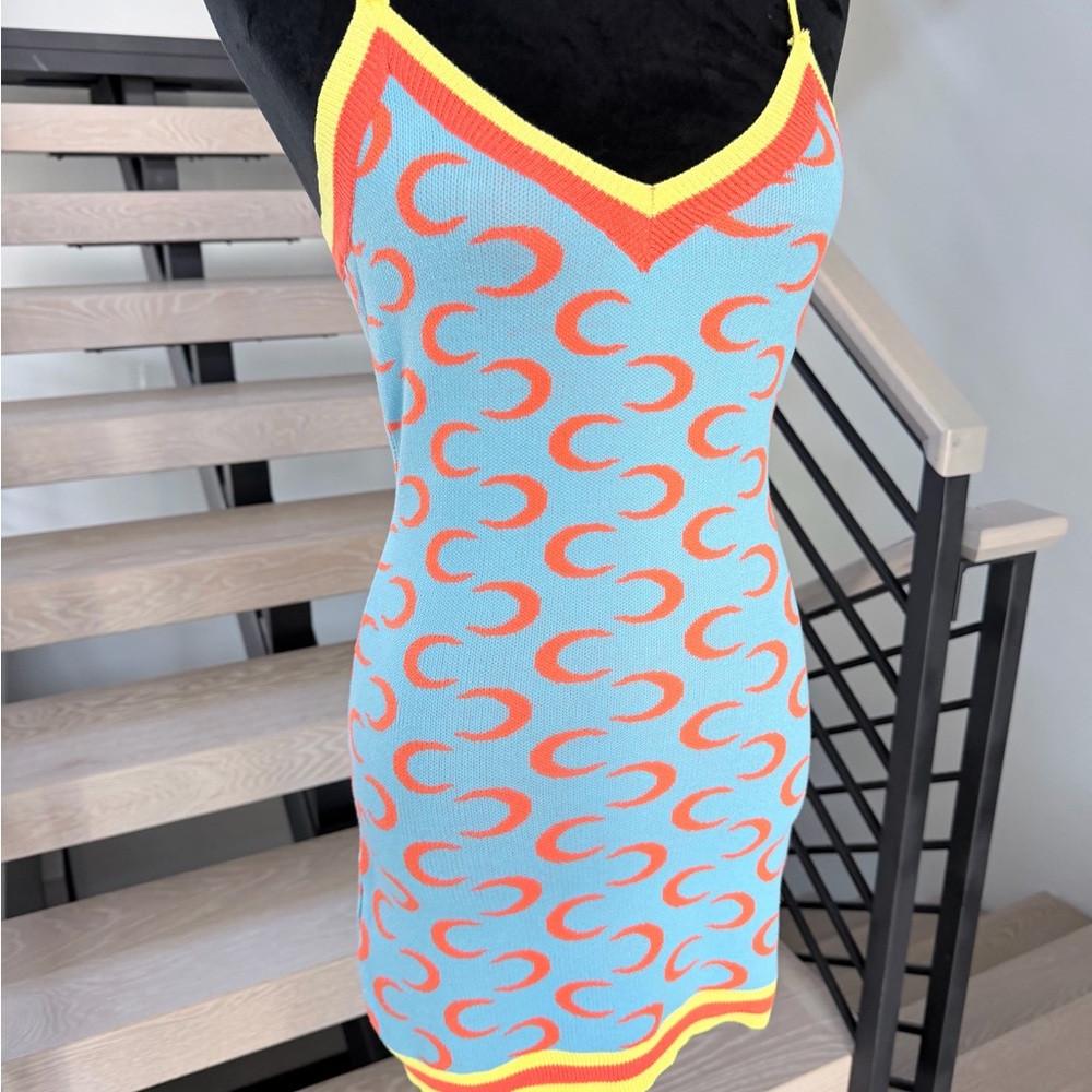 New Vibrant Blue and Orange Patterned Dress size S - Picture 7 of 8